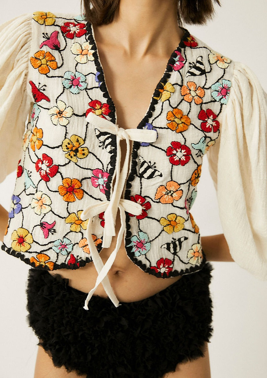 Diamantina Hand-Embroidered Blouse
