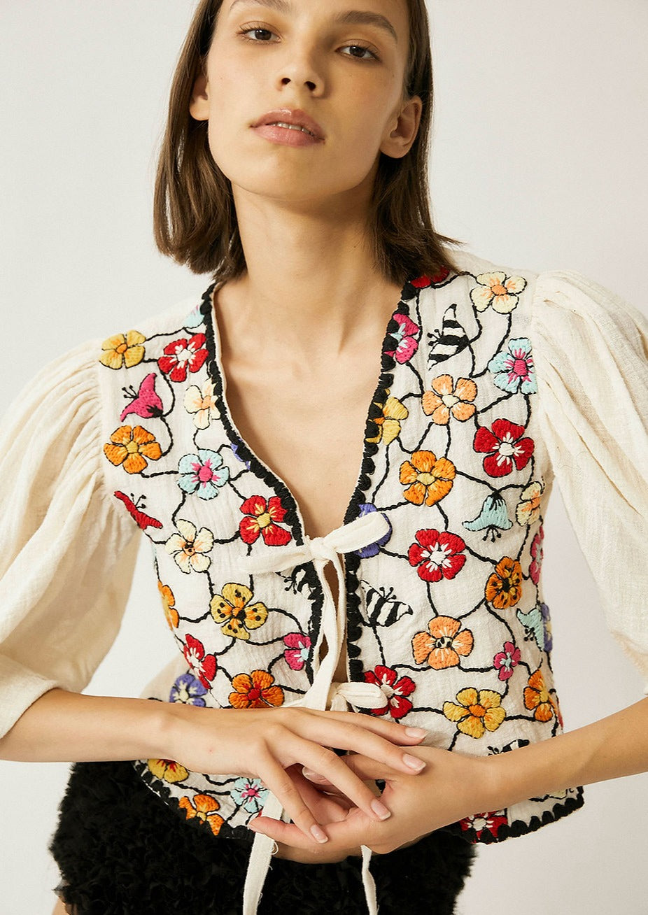 Diamantina Hand-Embroidered Blouse