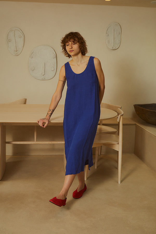 Linen Shift Dress, Cobalt / LF Markey / Slow Fashion / Canada – Slowly Slowly
