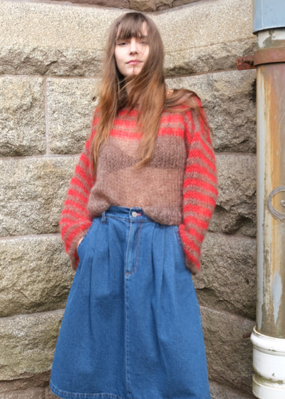 Mohair Sweater, Brown & Red Stripe