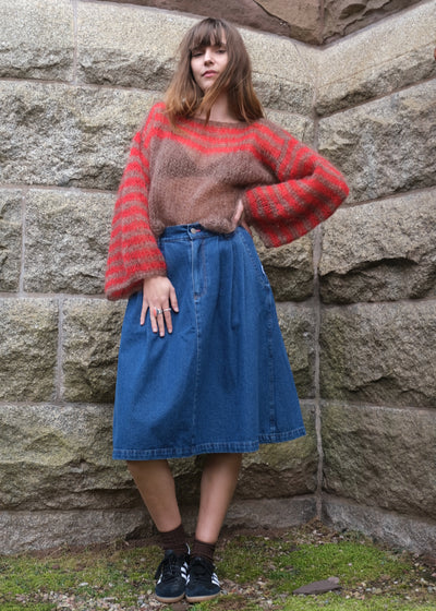 Mohair Sweater, Brown & Red Stripe