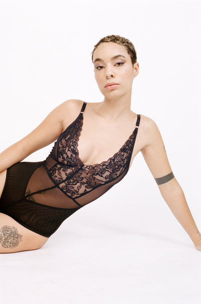 Aunnie Bodysuit, Black Lace