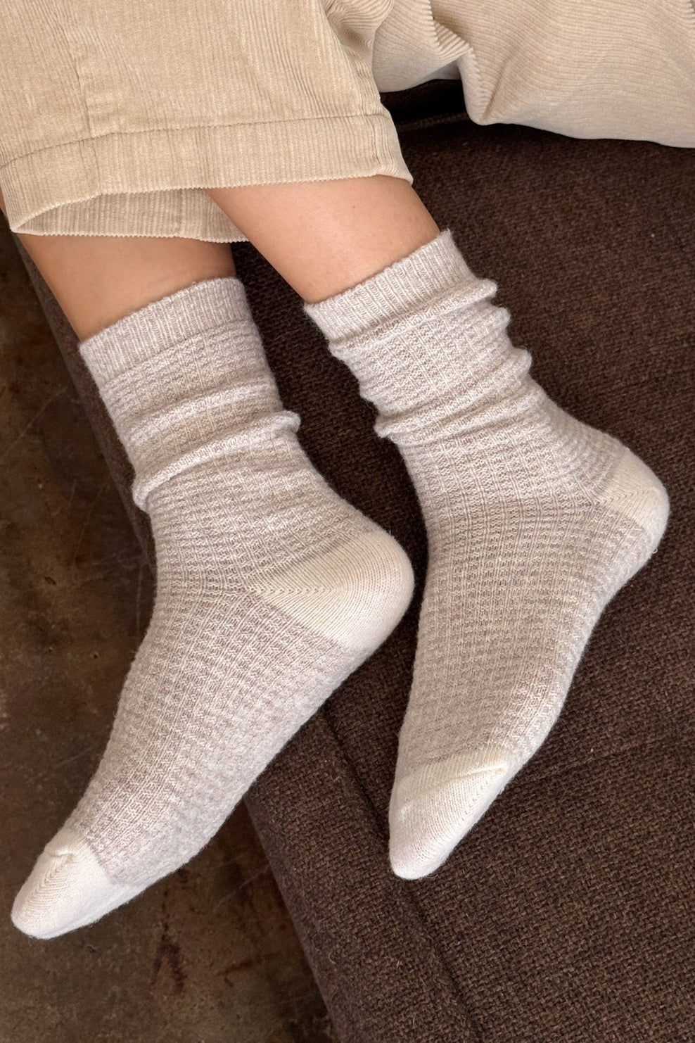 Wool Waffle Socks, Oatmeal