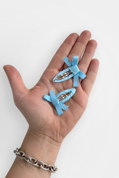 Bow Snap Clips, Baby Blue