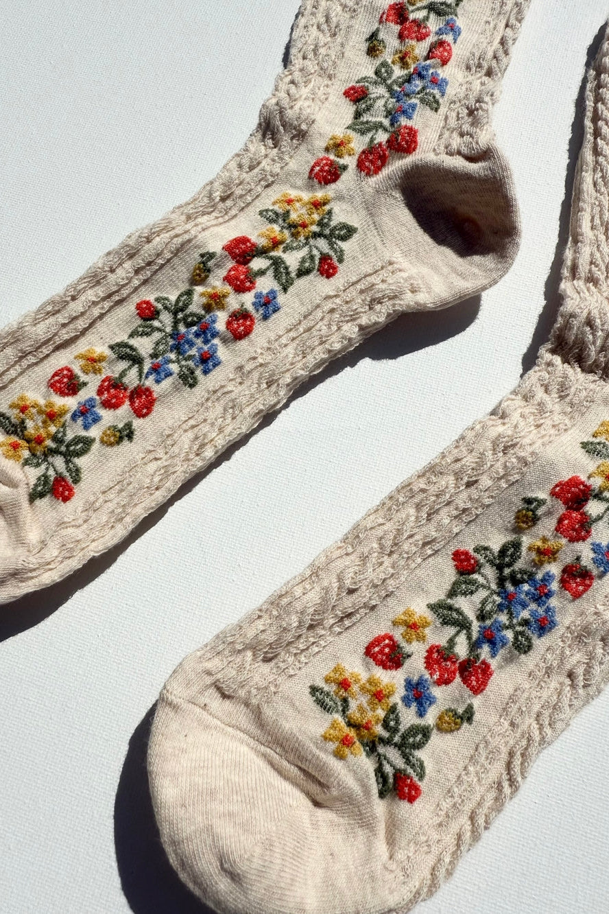 Wild Strawberry Socks, Cream