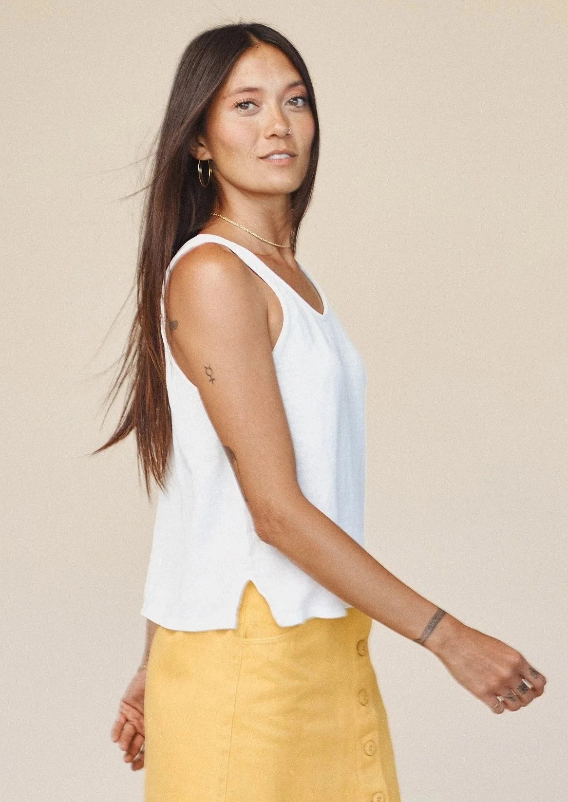 Cropped Tank, Washed White