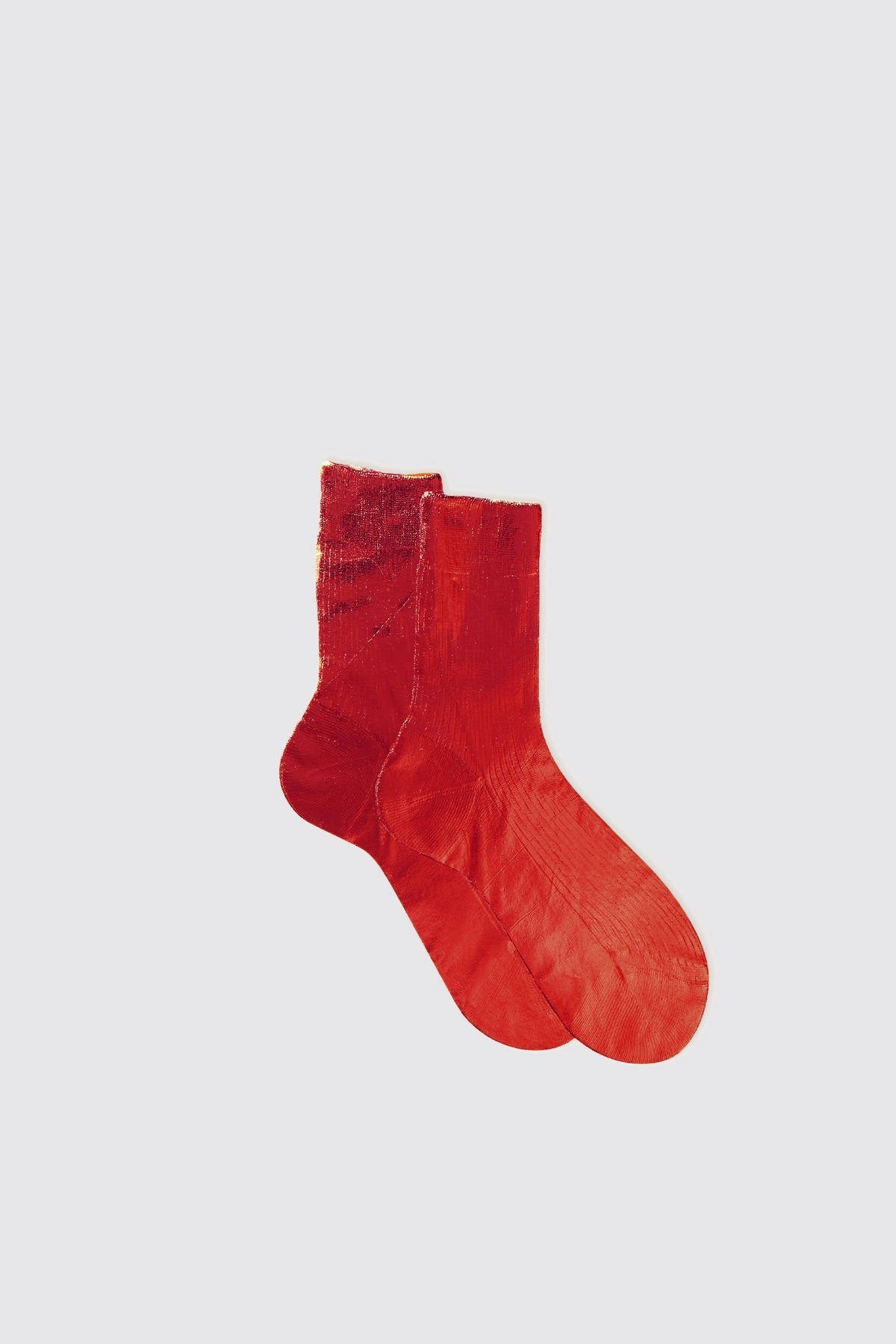 Ribbed Laminated Red Socks