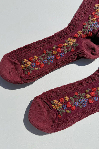 Wild Strawberry Socks, Burgundy