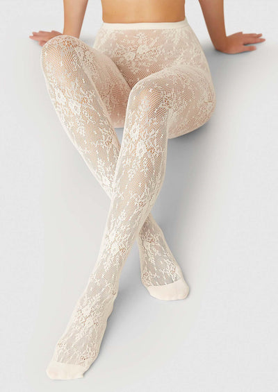 Rosa Lace Tights, Ivory