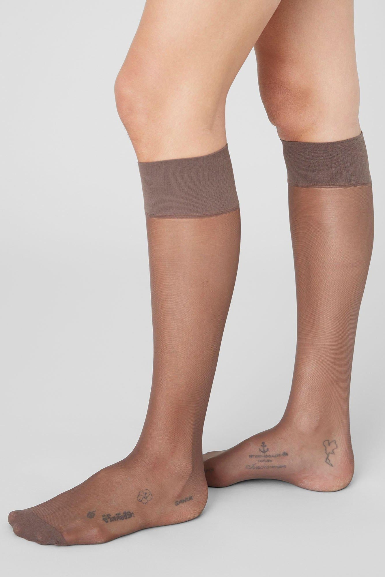 2-Pack Sheer Knee Highs, Brown