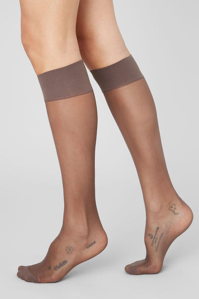 2-Pack Sheer Knee Highs, Brown
