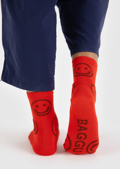 Baggu Crew Sock, Red Happy