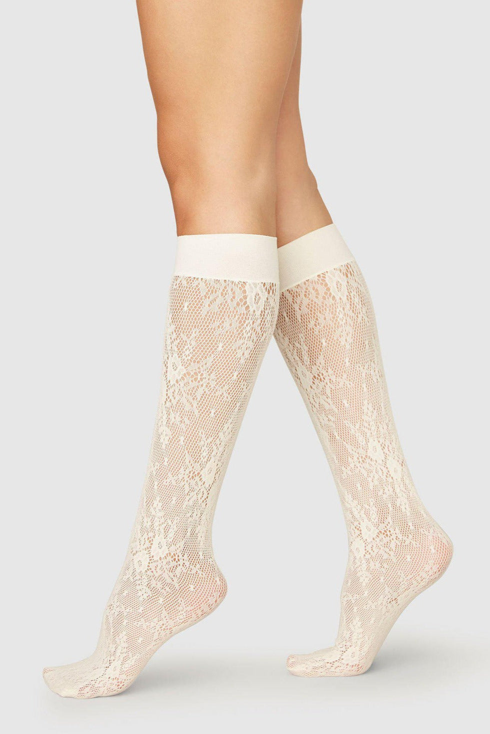 Rosa Lace Knee-Highs, Ivory