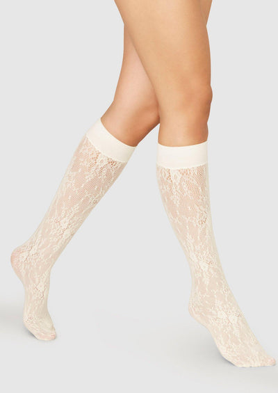 Rosa Lace Knee-Highs, Ivory