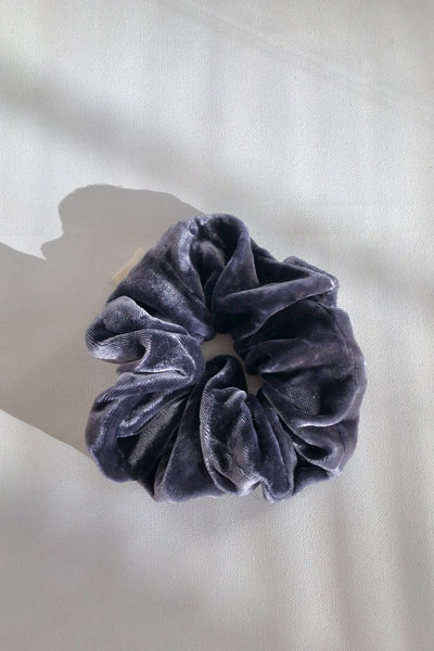 Silk Velvet Scrunchie, Dusty Navy