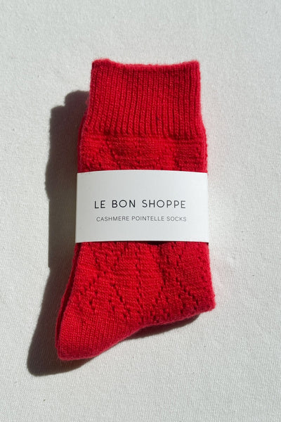 Cashmere Pointelle Socks, Red