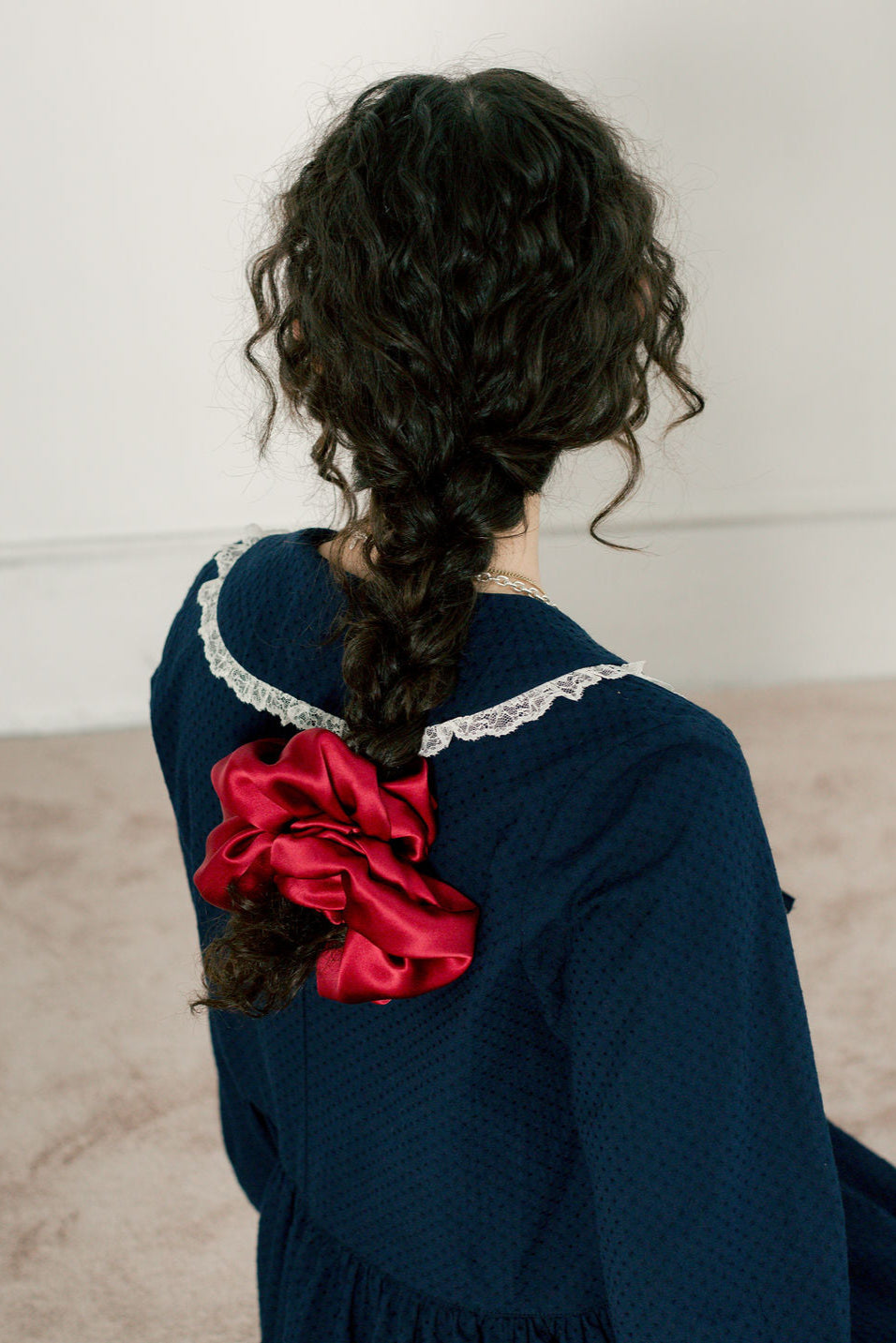 Oversized Silk Scrunchie, Pomegranate
