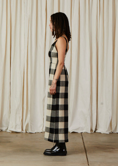 Fitted Jumper, Black/Cream Plaid
