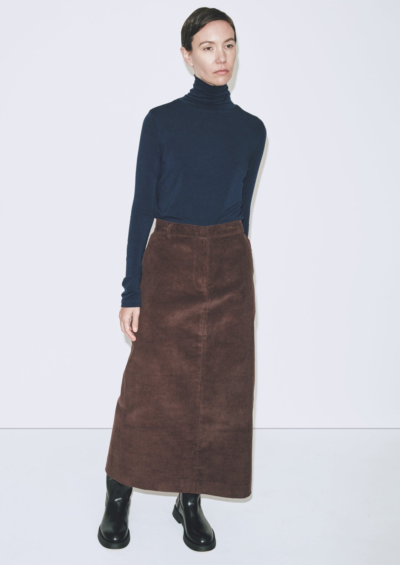 Corduroy Midi Skirt, Brown