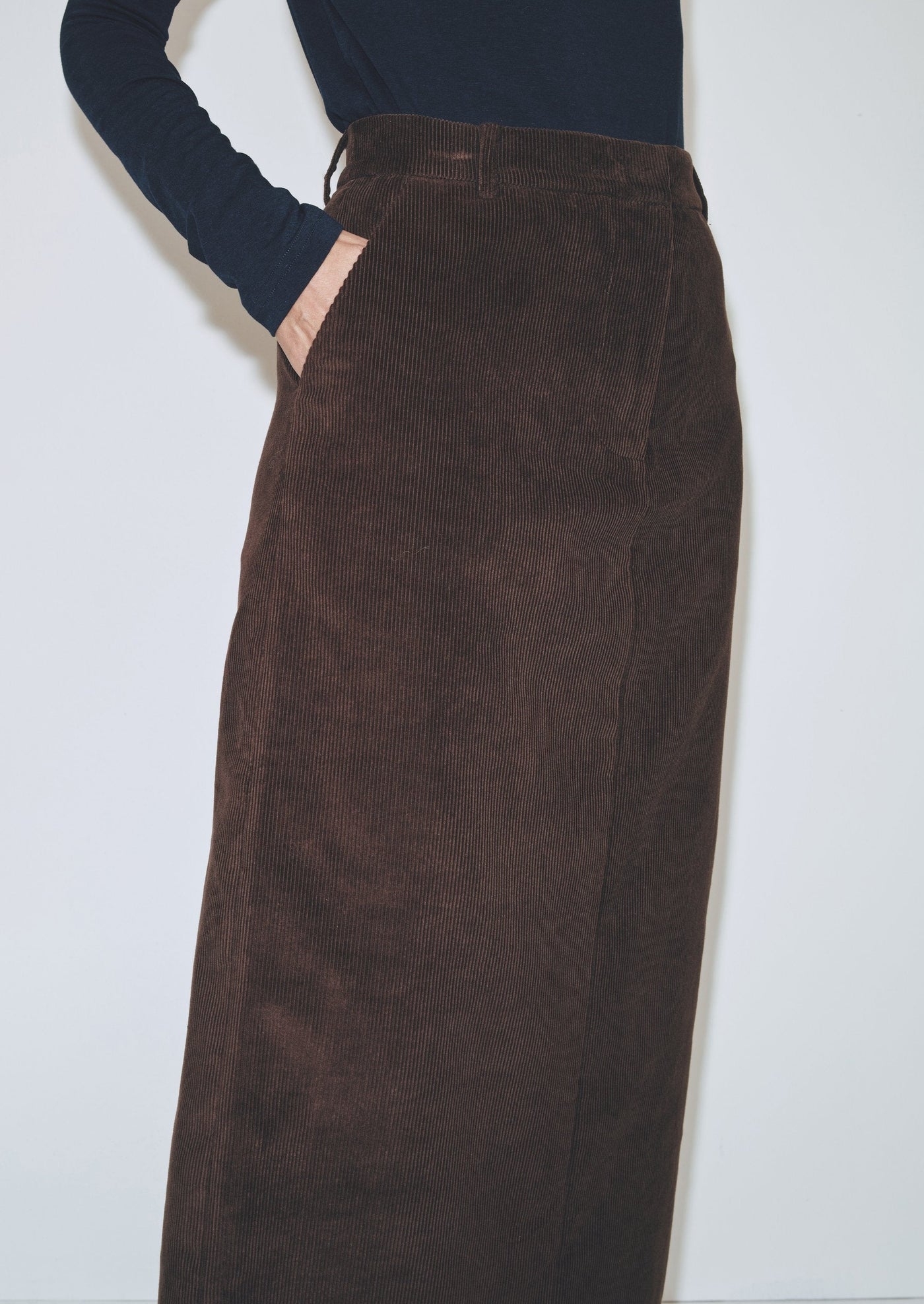 Corduroy Midi Skirt, Brown