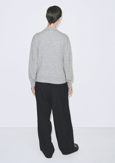 Cashmere Blend Polo Sweater, Gray