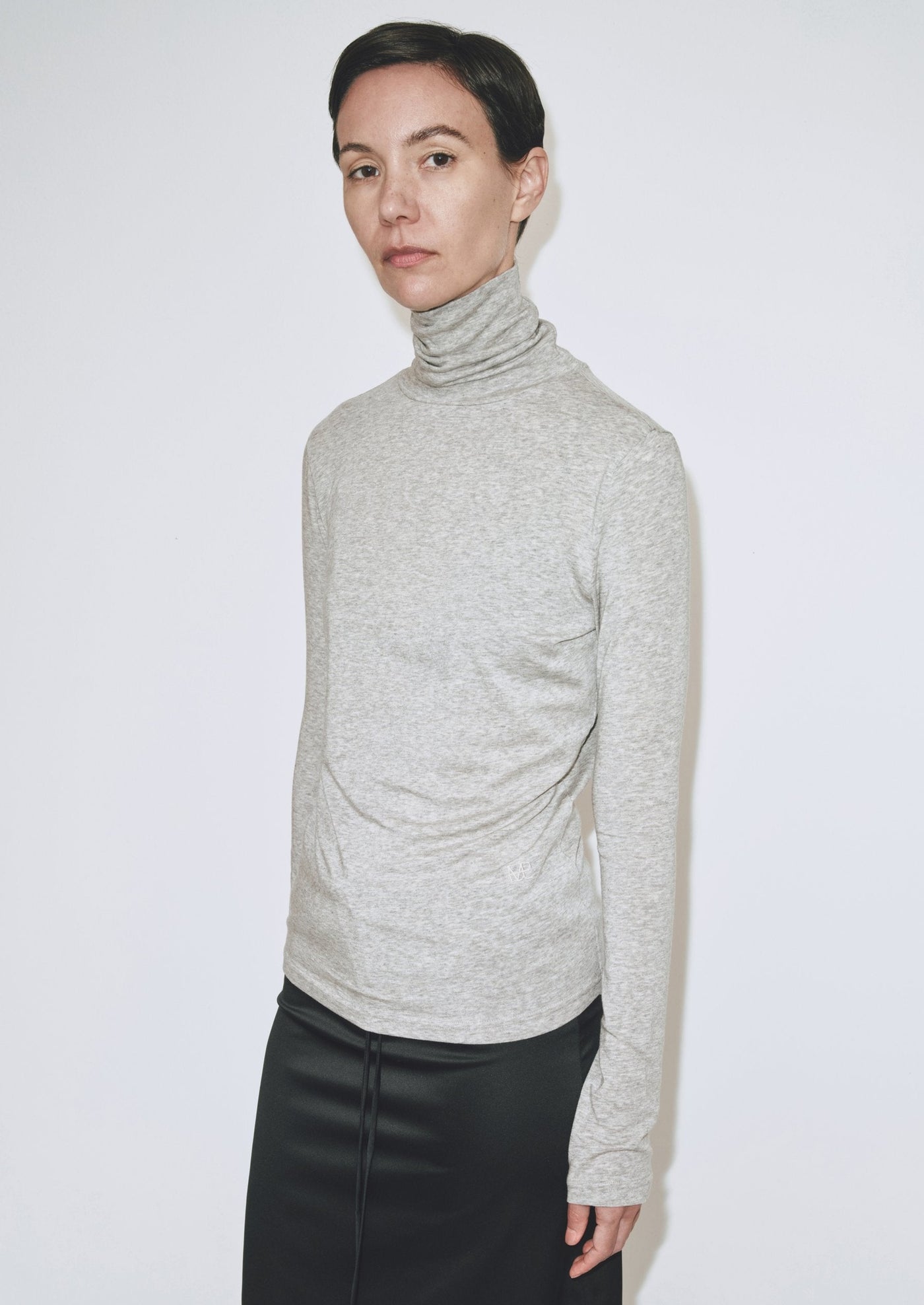 Roll Neck Jersey Top, Heather Gray