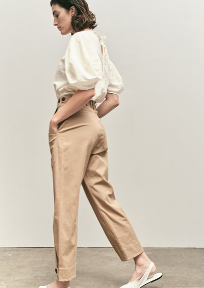 Cropped Workwear Pants, Camel
