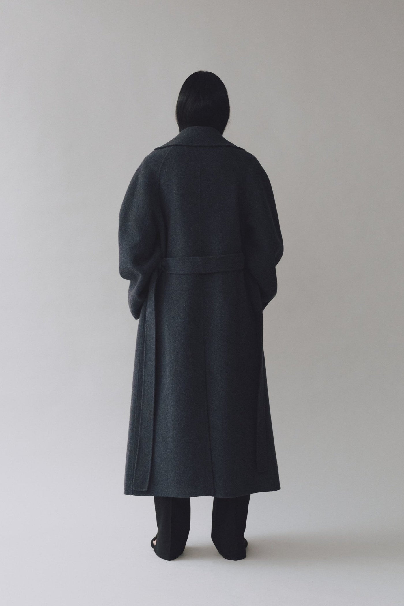 Handmade Long Wool Coat, Blue Navy