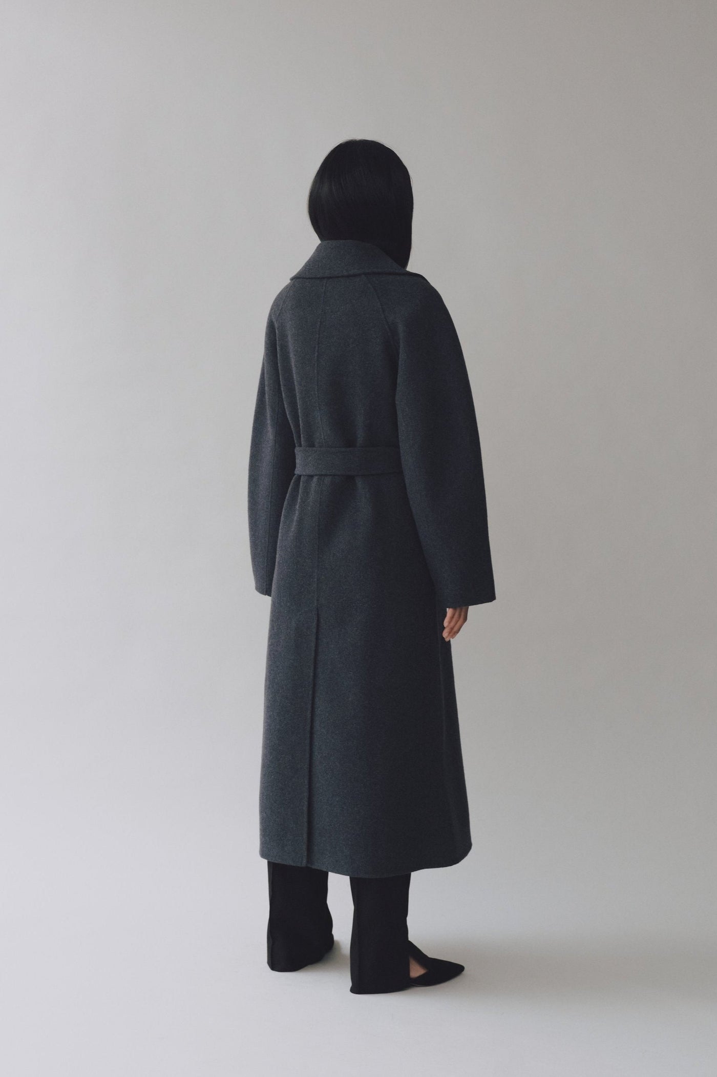 Handmade Long Wool Coat, Blue Navy