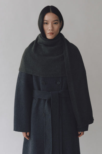 Handmade Long Wool Coat, Blue Navy