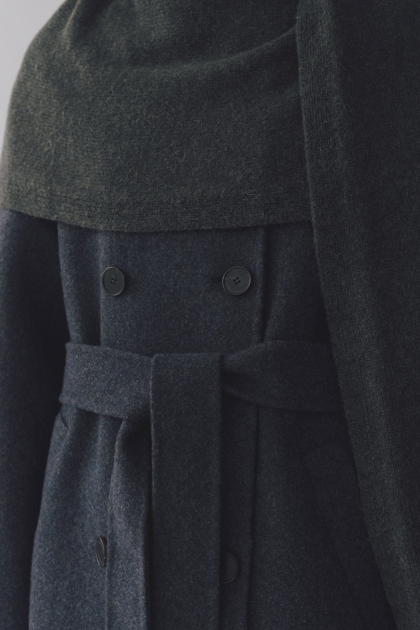 Handmade Long Wool Coat, Blue Navy