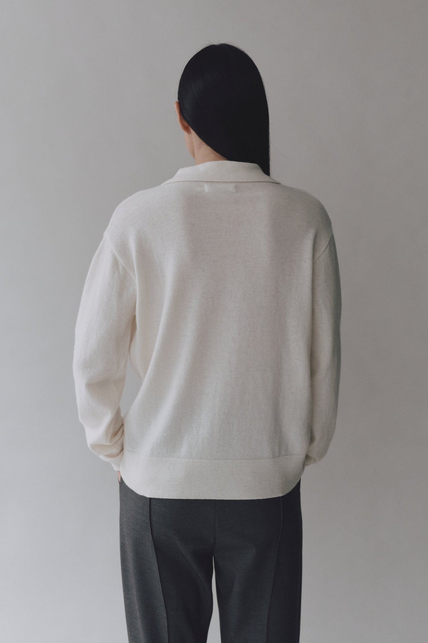 Cashmere Polo Sweater, Cream