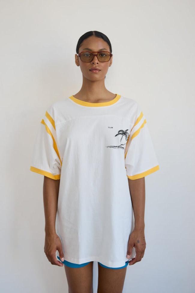 The Tourist Tee, White/Yellow