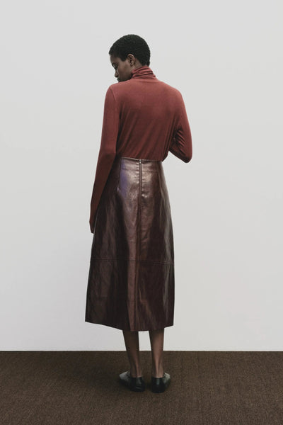 Faux Leather Skirt, Mahogany