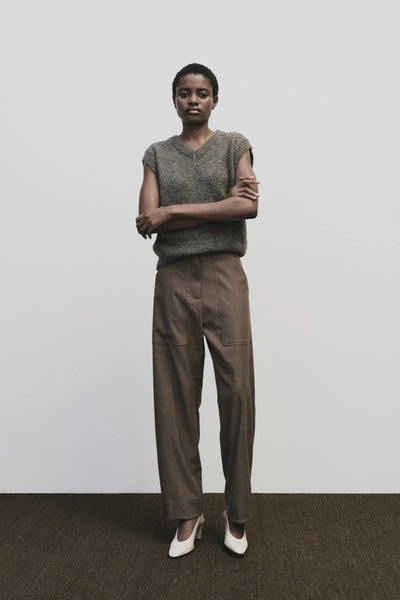 Wool Workwear Pants, Light Brown