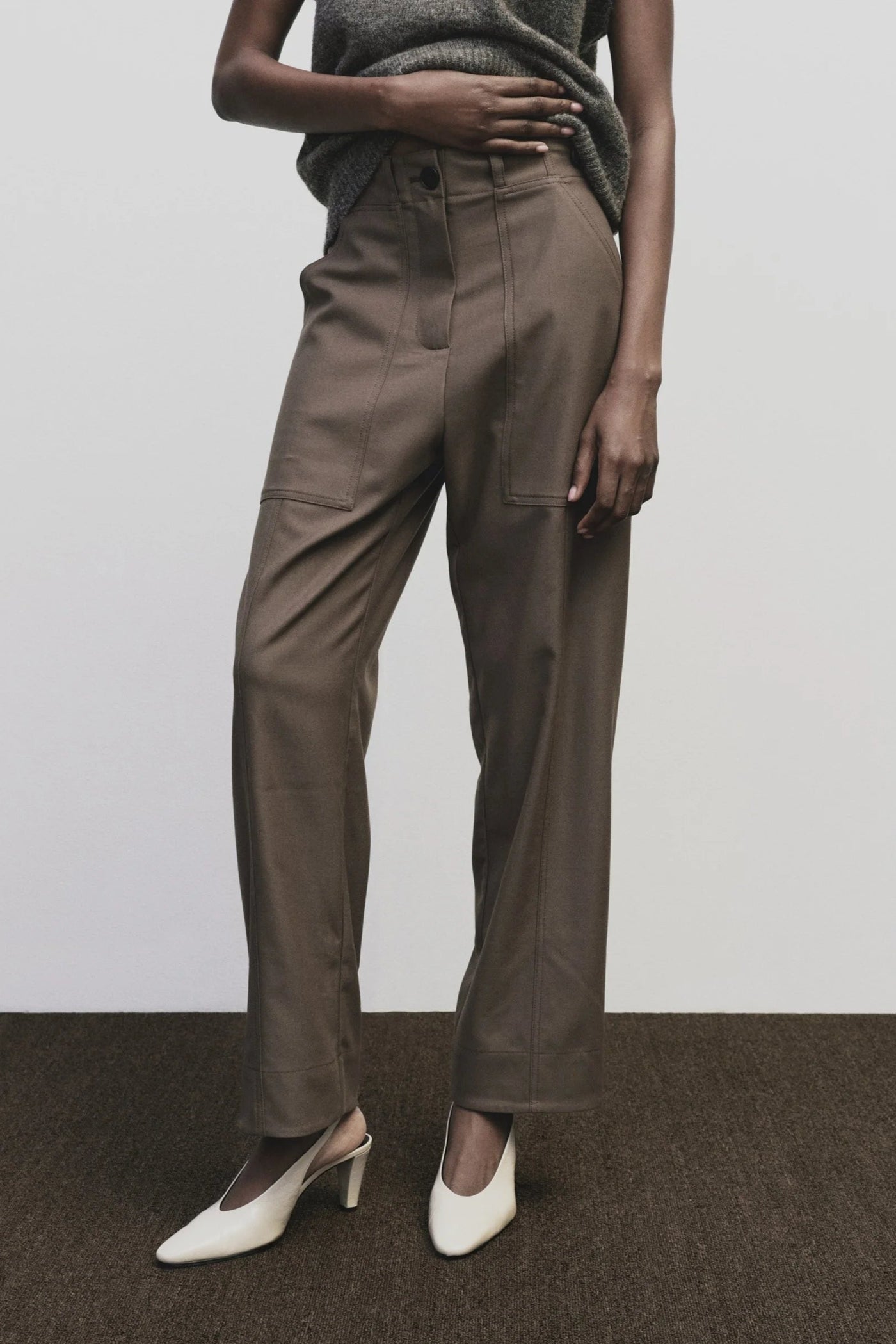 Wool Workwear Pants, Light Brown