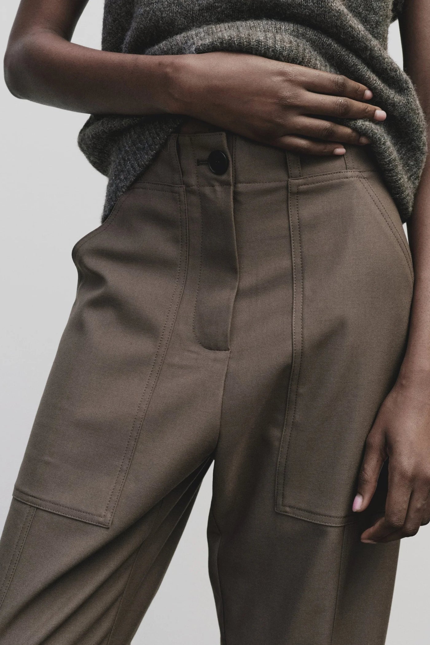 Wool Workwear Pants, Light Brown
