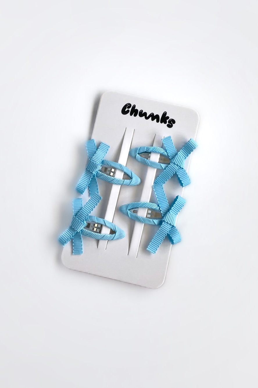 Bow Snap Clips, Baby Blue