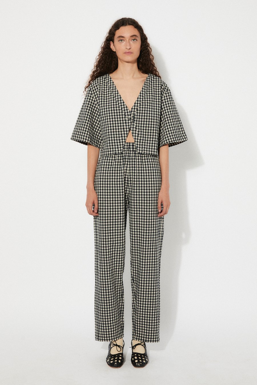 Reishi Top, Black Gingham