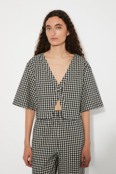 Reishi Top, Black Gingham