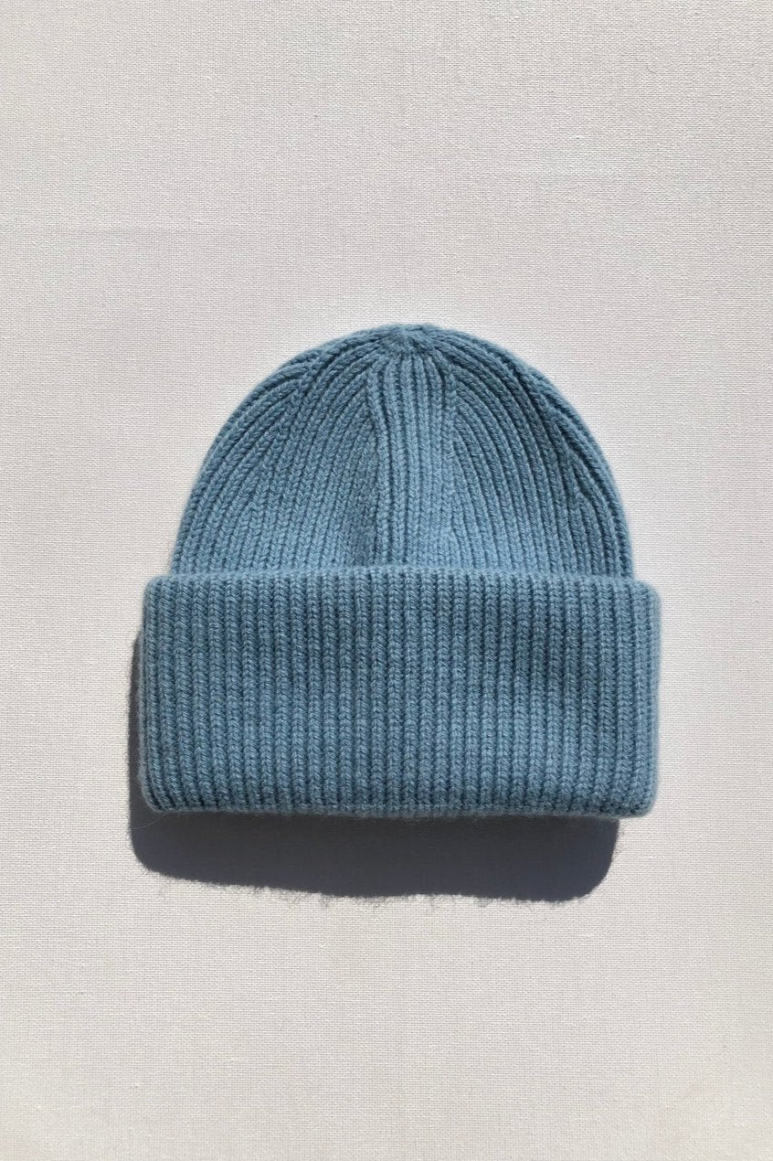 Chunky Wool Beanie, Light Blue