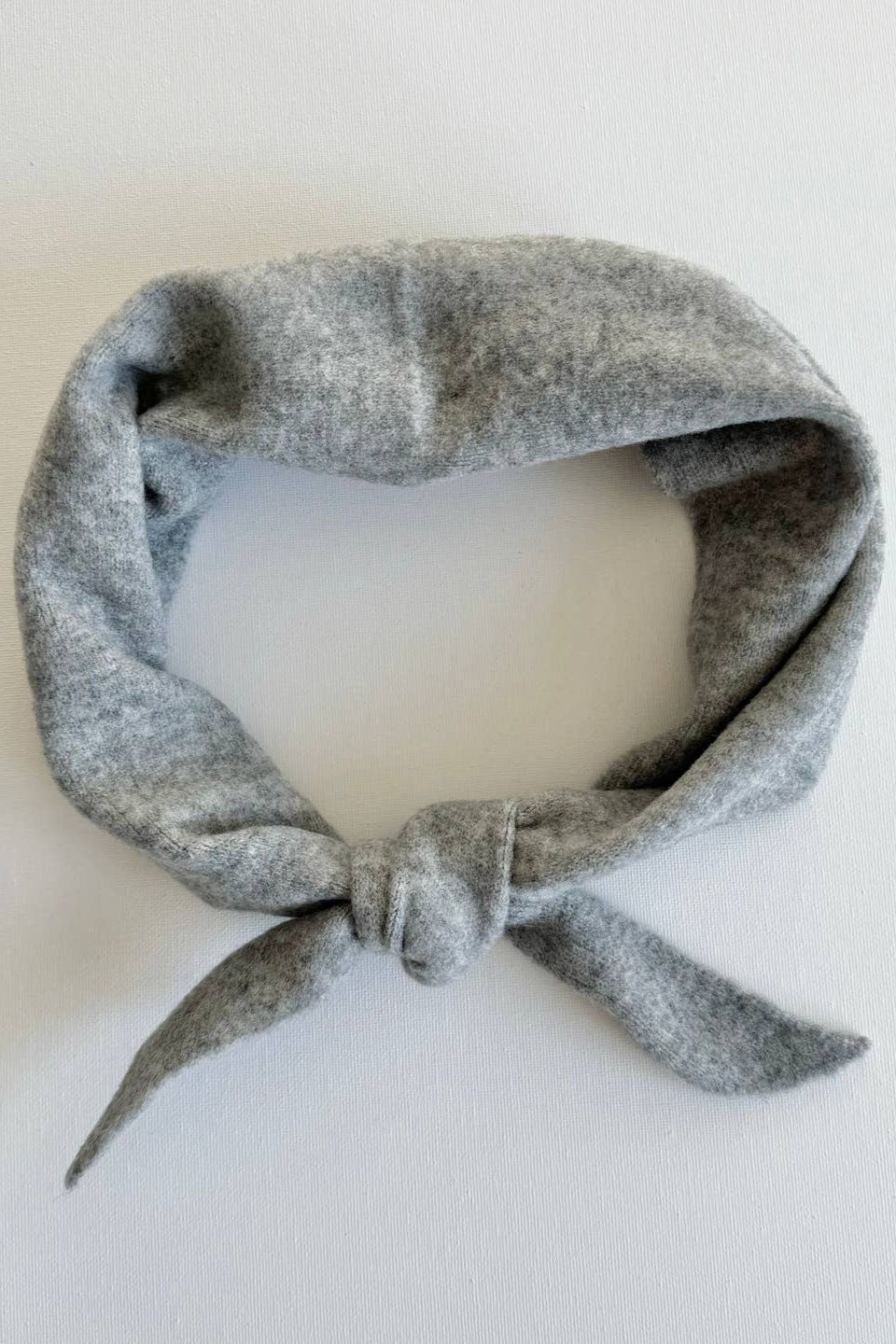 Fuzzy Wool Cravat Scarf, Light Grey