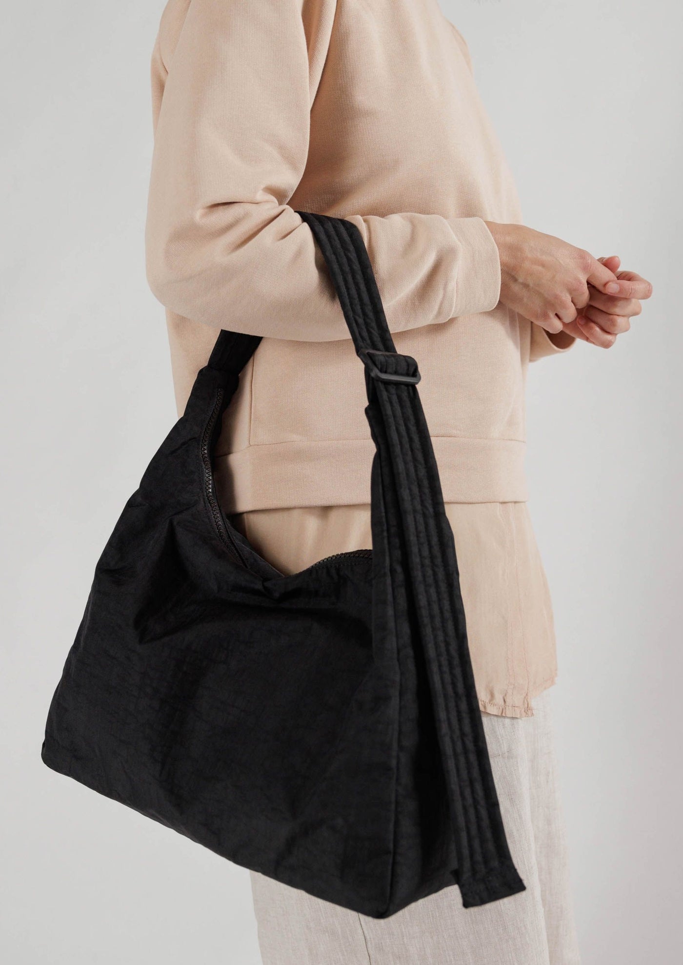 Nylon Shoulder Bag, Black