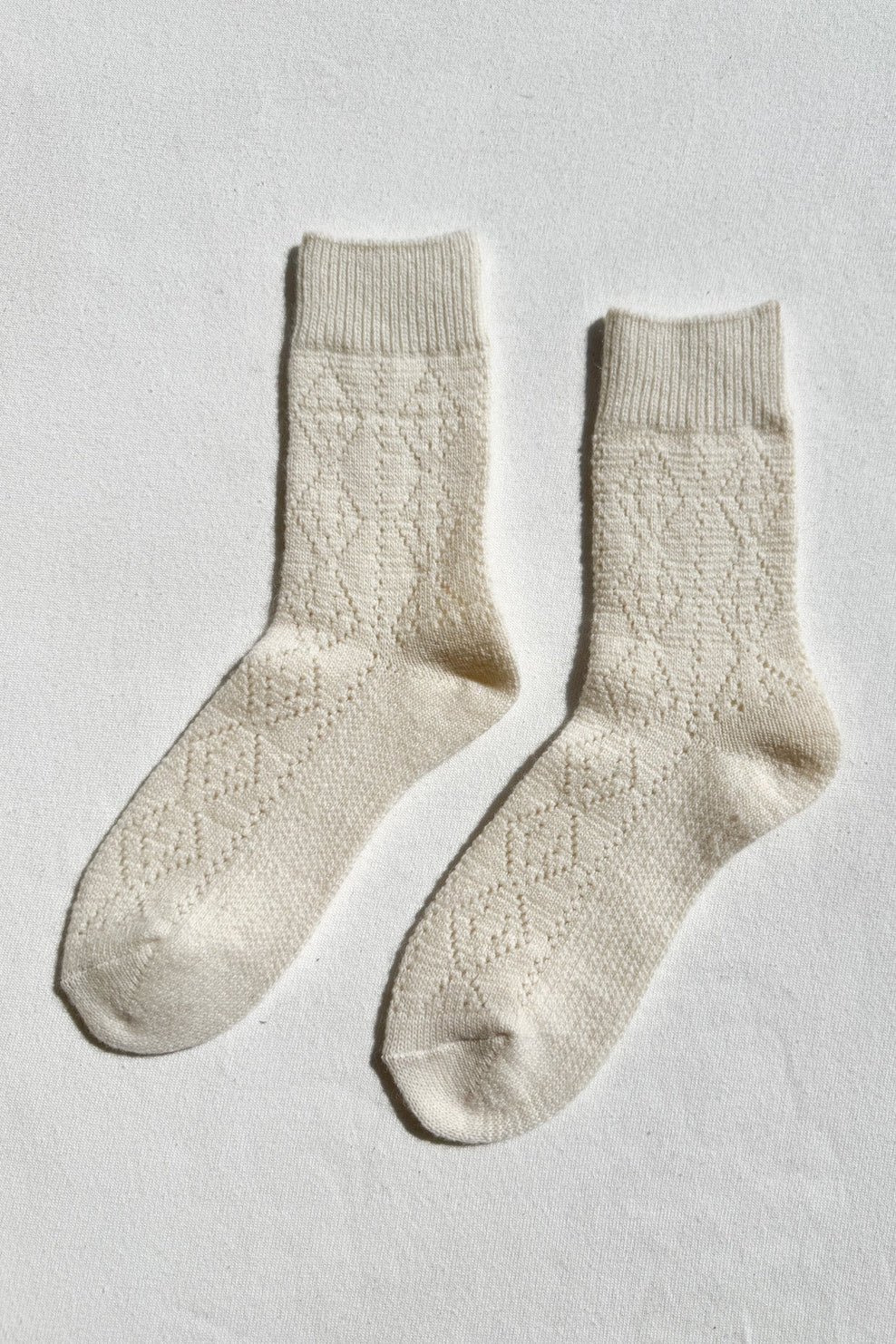 Cashmere Pointelle Socks, Cream