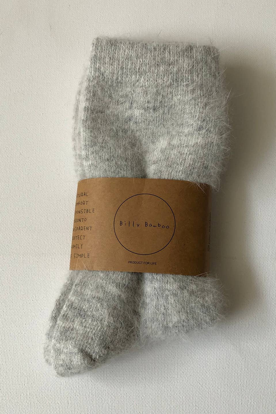 Fluffy Angora Socks, Light Grey