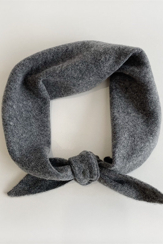 Fuzzy Wool Cravat Scarf, Dark Grey