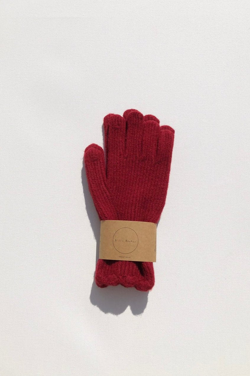 Wool Gloves, Burgundy