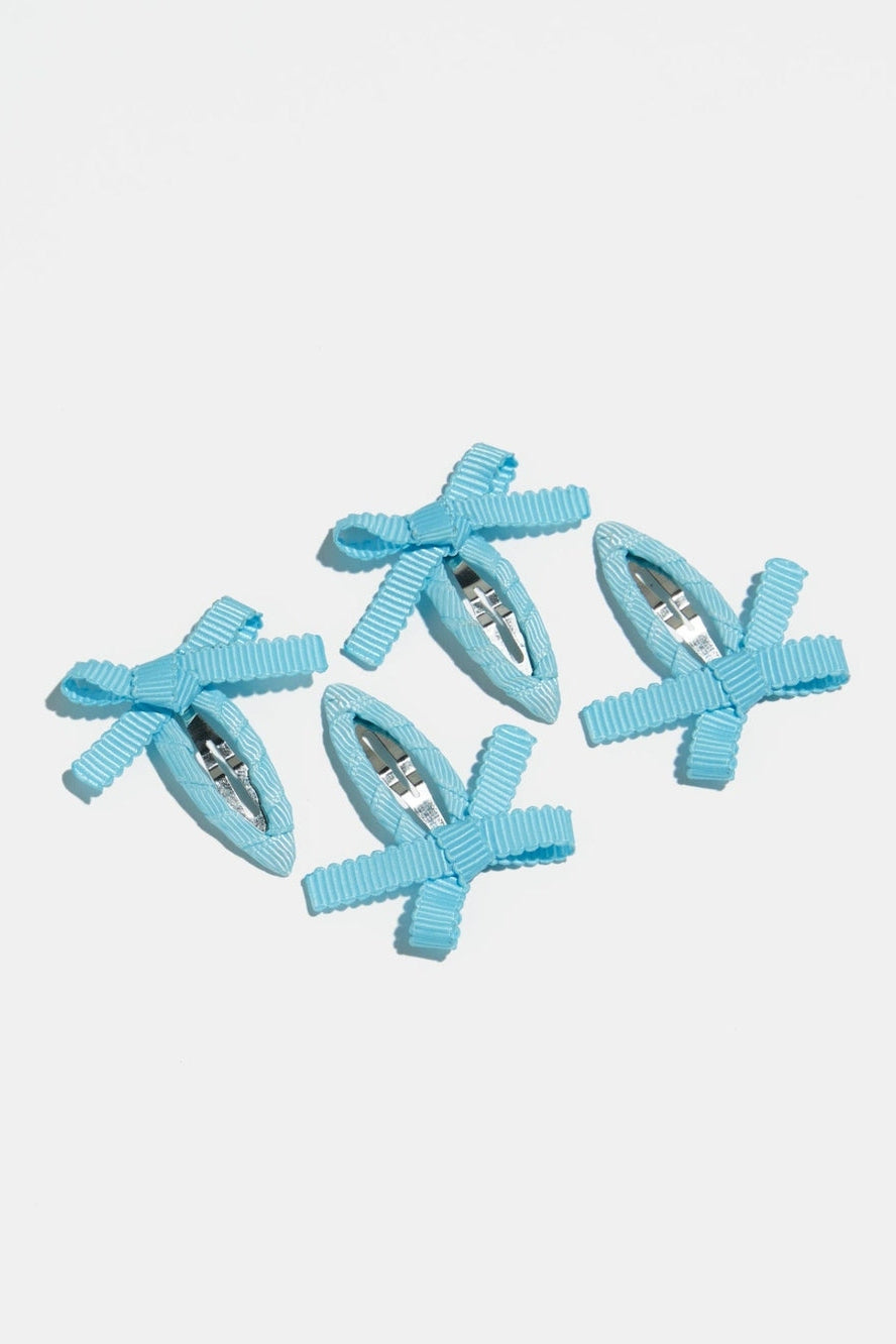 Bow Snap Clips, Baby Blue