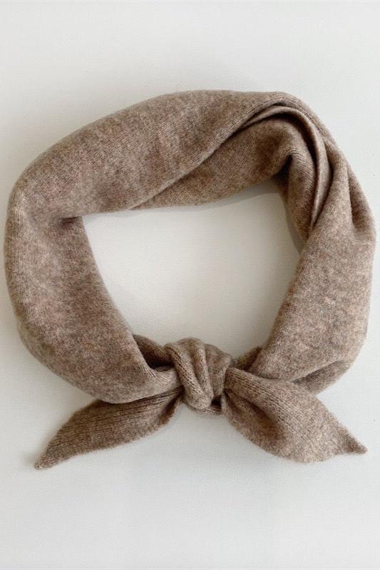 Fuzzy Wool Cravat Scarf, Mushroom