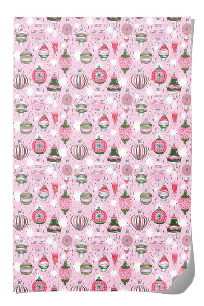 Retro Ornaments Wrapping Paper, 3 Sheet Roll